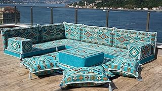 Light Blue Arabic Sofa, Pallet Sectional Sofas, Arabic Majlis Sets, Floor Seating Sofa Sets, Yoga Sofas, Floor Cushions, Arabic Sofas, Sofa Bed (L Sofa Full Set, 8'' Thickness (20 cm))