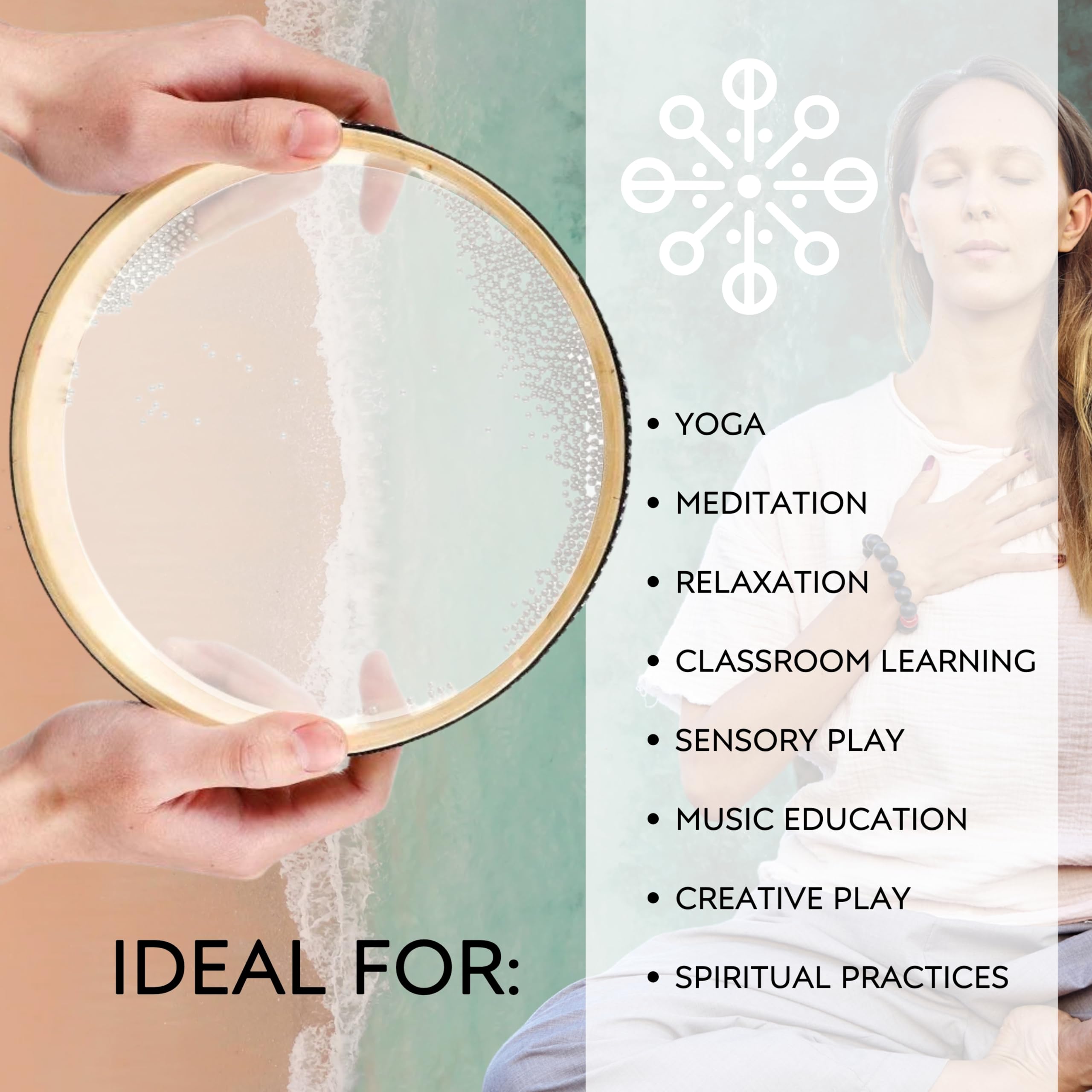 Musical Instrument for Meditation - 6" 8" 10" 12" Ocean Drum Set Ocean Drum Sound Healing for Holistic Healing with Hardwood Natural Colored Water Drum Instrument for Relaxation Sea Drums - Image 6