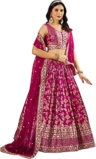 zeel clothing Women's Sequins Zari Embroidered Dola Silk Jacquard Lehenga Choli With Dupatta (7100-Women-Lehenga-Choli-Latest, Free size)-picture-10