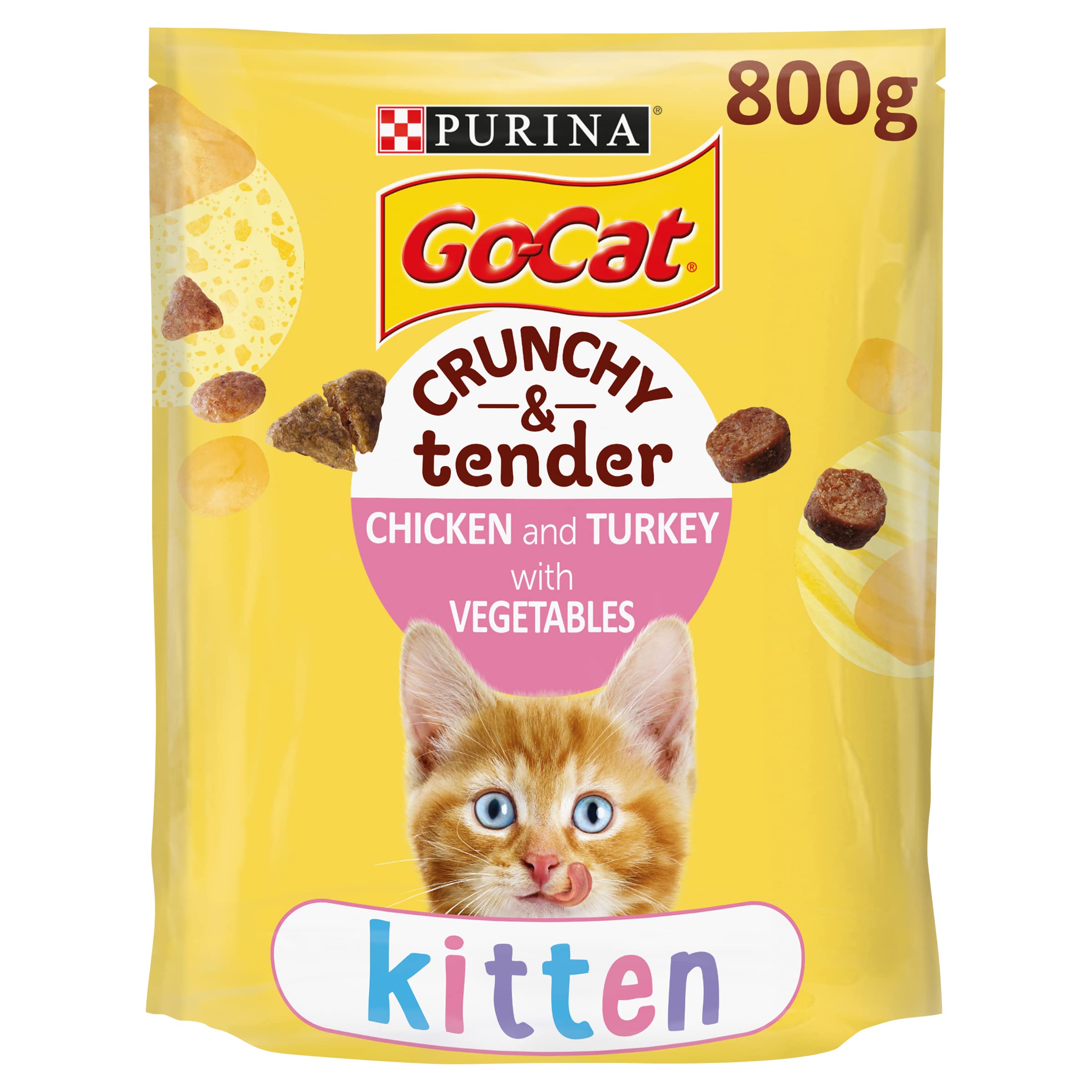 Go-Cat Crunchy & Tender Kitten Dry Cat Food Chicken & Veg 800g, Pack of 4 — image 1