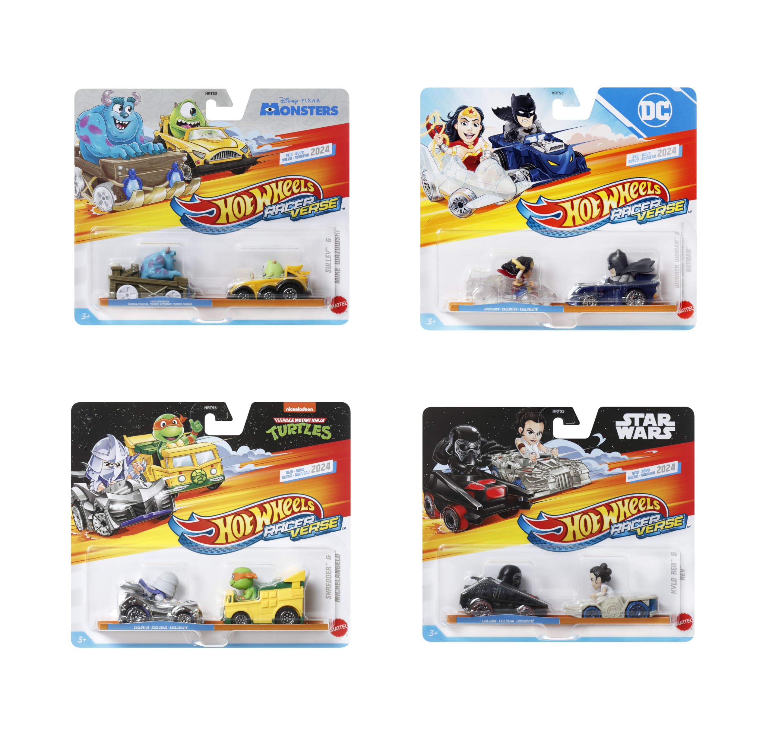 Hot Wheels RacerVerse Zabawka Pojazd Pakiet niespodzianka z dwoma samochodami wyścigowymi dla dzieci w wieku od 3 lat