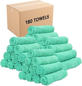 Arkwright Microfiber Gym Towel - Bulk Case of 180 - Super Soft, Quick Dry Workout Sweat Towels, 300 GSM Lightweight & Absorbent for Sports, Working Out, Yoga, and Spa, 16 x 27 in, Green