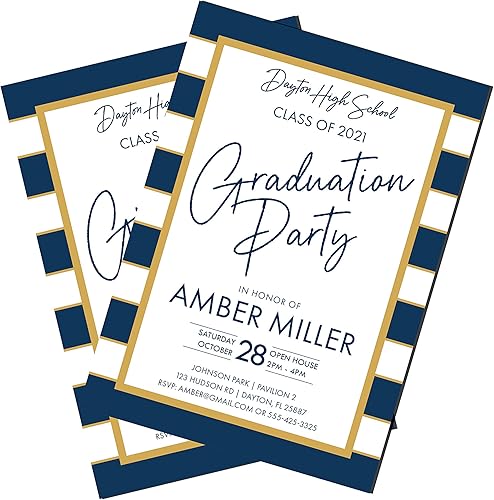 Graduation Party Invitation | Navy and Gold | Graduation Announcement | Graduation Invitation | Class of 2021 | College | High School