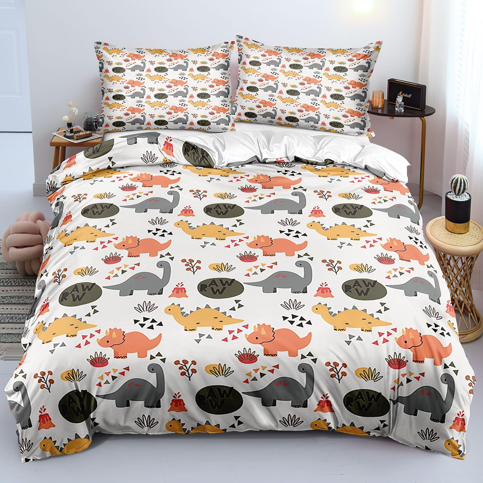 Parure de lit Dinosaure 230x260 cm et Housse de Couette Imprimée 3D Double