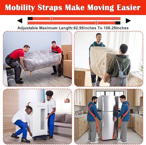 Miniatura 4 de Correas móviles para muebles, sistema de elevación y movimiento para 2 personas, correas de elevación en movimiento, correa de seguridad ajustable