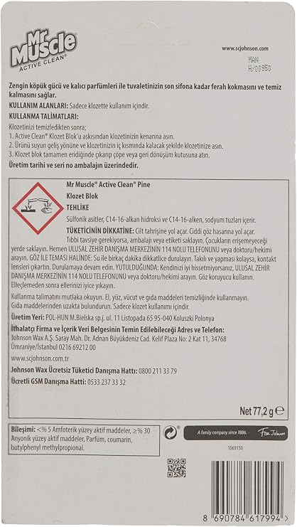 Mr Muscle Active Clean Çam Kokulu 2'li Klozet Bloğu (1 x 2 Adet)