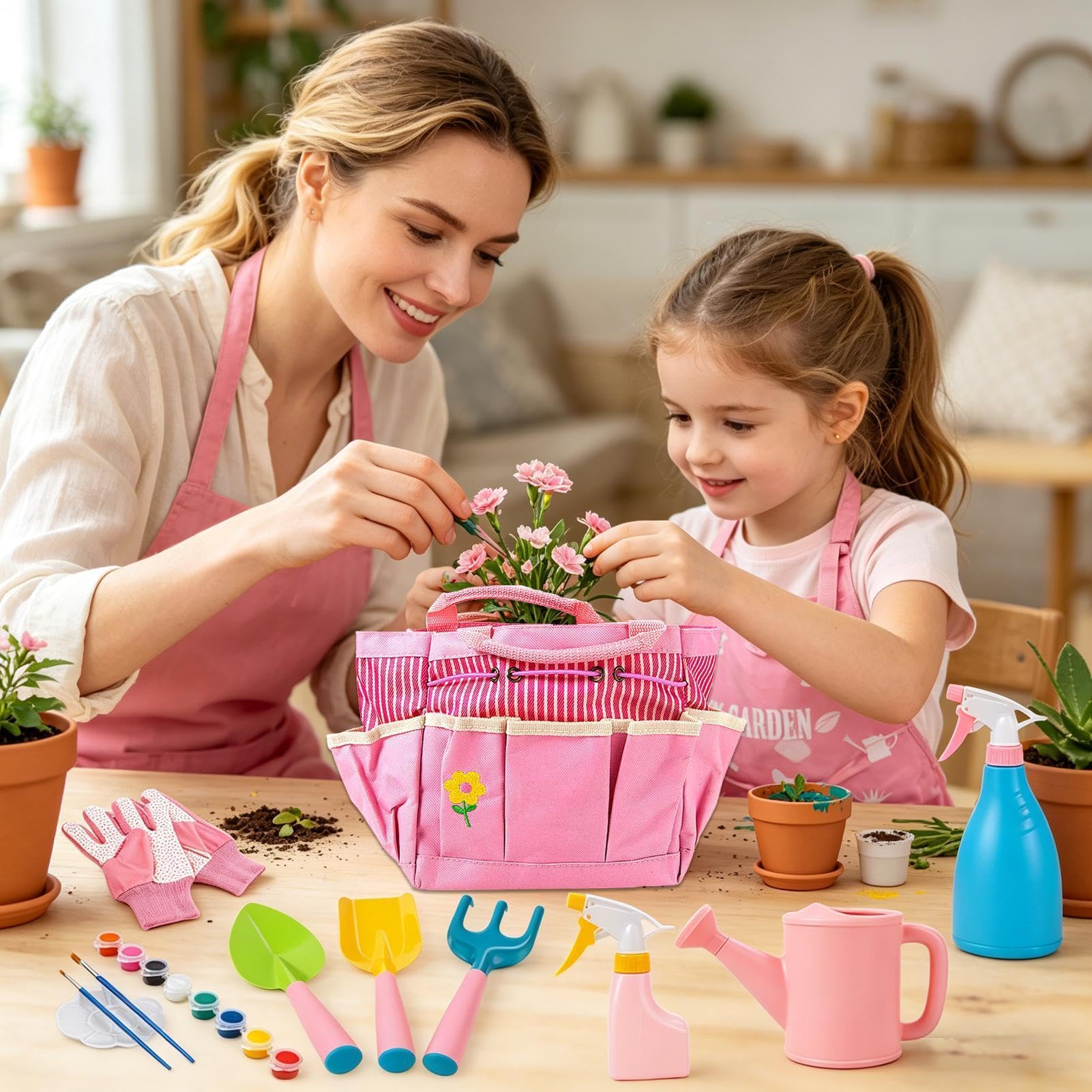 Attrezzi da Giardino per Bambini Pala Guanti Annaffiatoio Ergonomici | Attrezzature per il Giardinaggio all'Aperto Destinate ai Bambini per Casa Cortile Giardino Prato Famiglia Asilo Compleanno