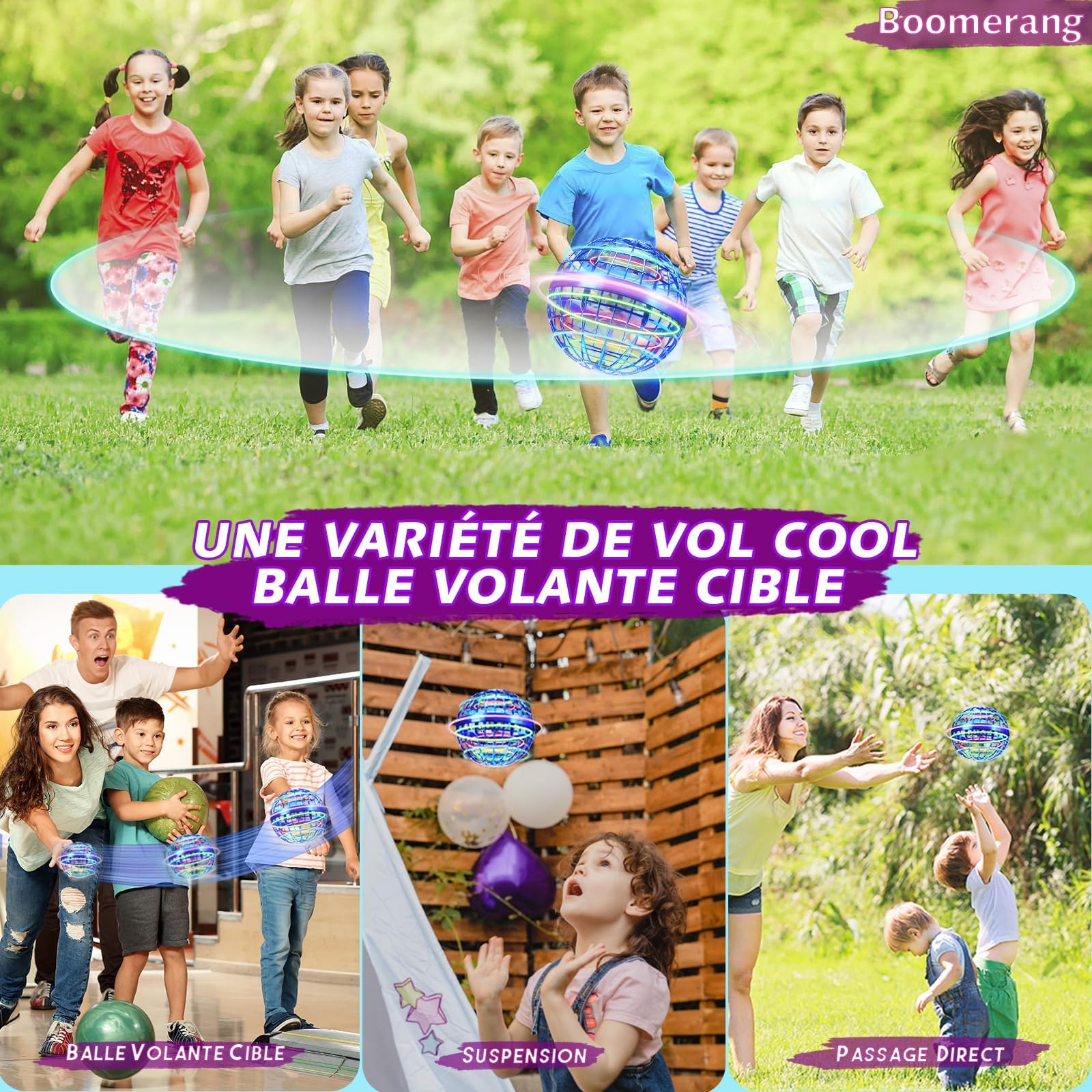 Korffe Fly Hand Spinner Drone Enfant,Boule Volante Lumineuse Cadeau Noel Jouet Garcon 6-18 Ans Jouet Fille 6-18 Ans Jeux Exterieur Enfant Drone