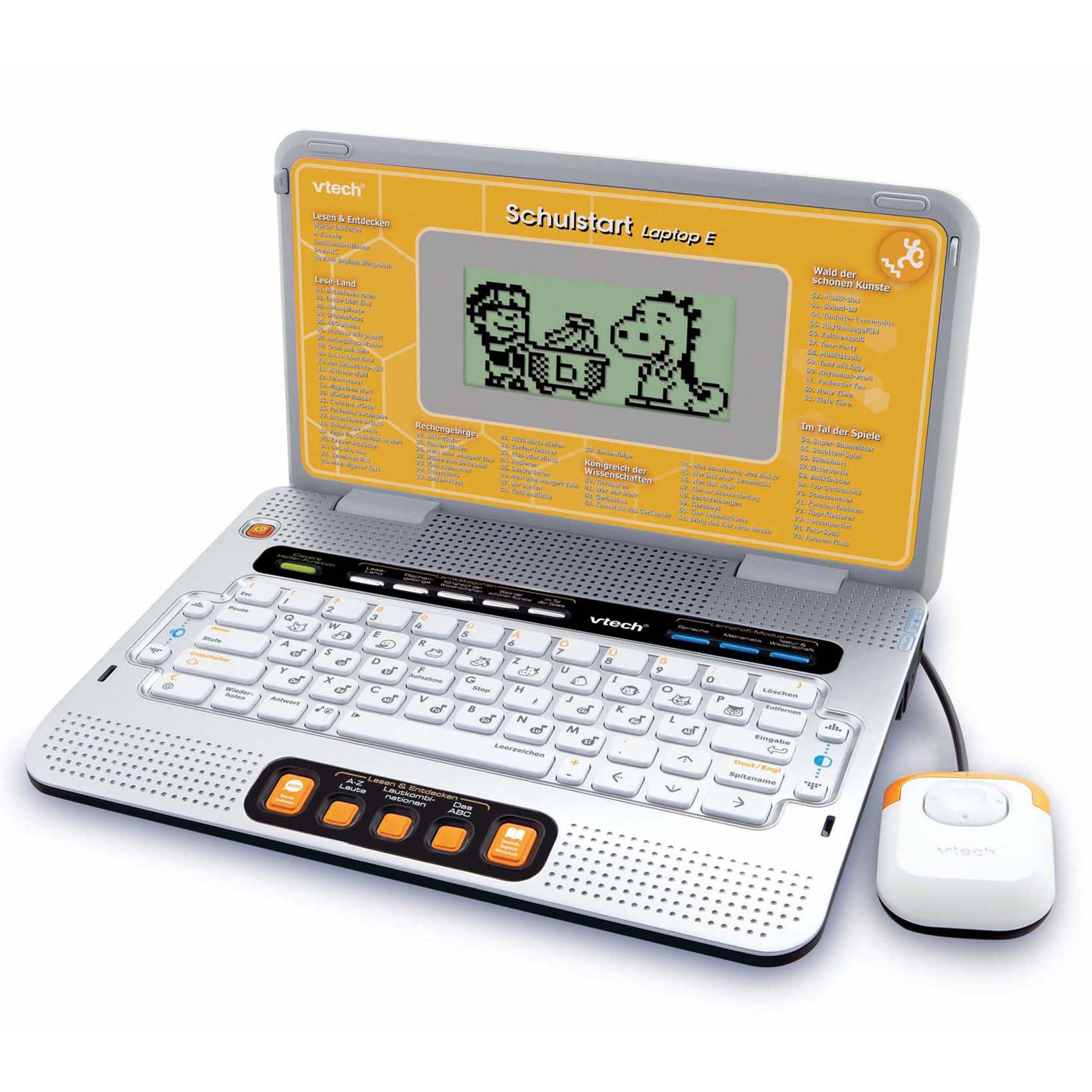 Vtech Schulstart Laptop E – komputer edukacyjny z 160 grami edukacyjnymi w języku niemieckim i angielskim – do nauki liter, słów, matematyki, nauk itd. – dla dzieci w wieku 6-8 lat