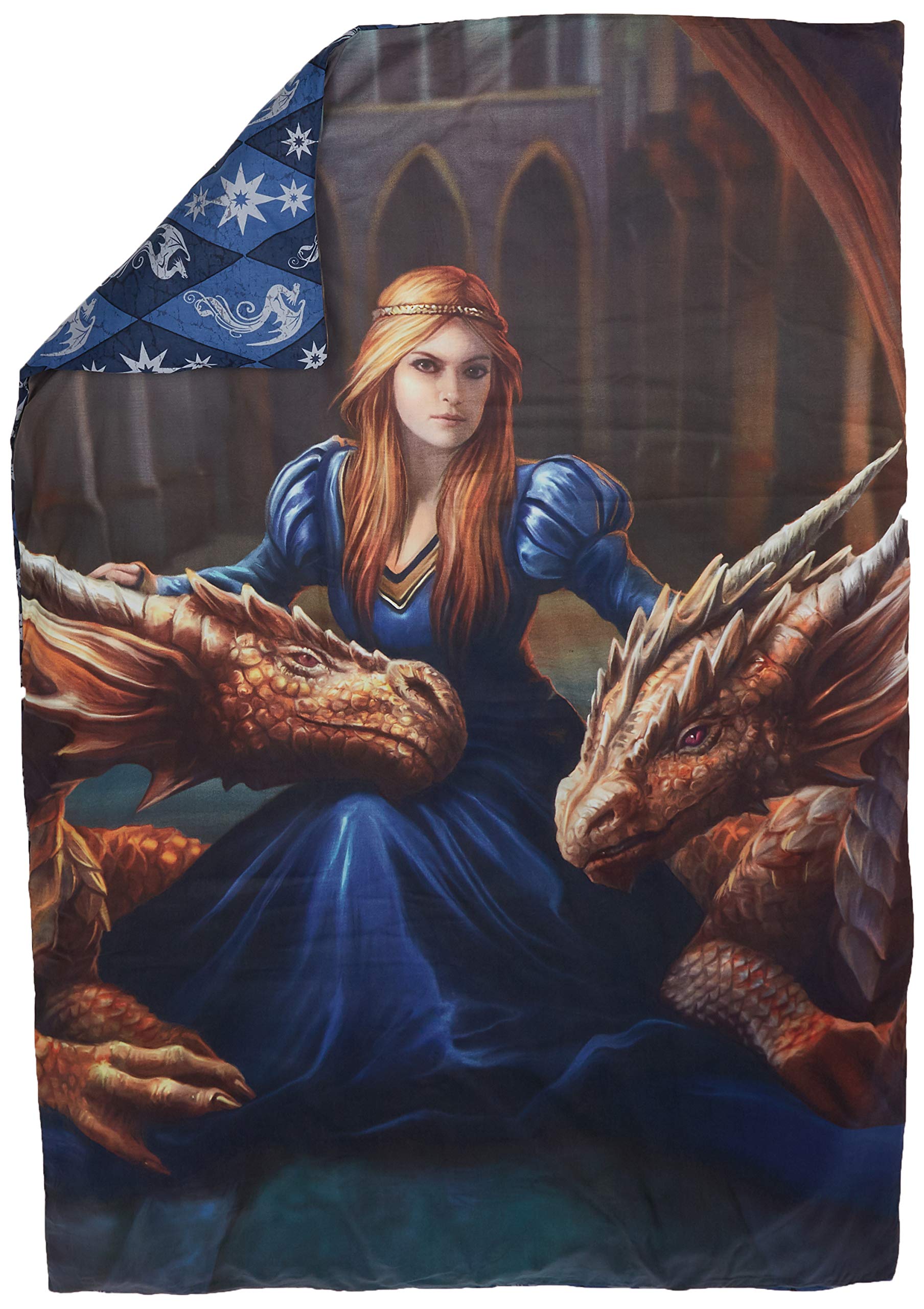 Herding Anne Stokes Pościel, Zestaw Poszewek na Kołdrę, Bawełna, Niebieska, 70 x 90 cm, 140 x 200 cm