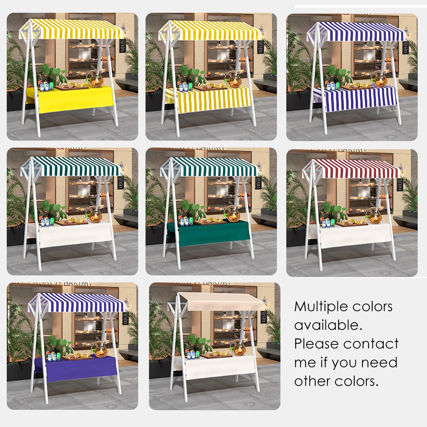 Puesto de Venta Plegable Carritos Móviles Blancos para Vendedores Ambulantes de Comida, Carrito Portátil con Ruedas para Dulces, Ideal para Fiestas y Festivales, Expositor(Width 150cm(59"))