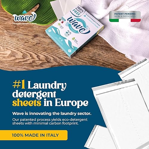 Miniatura 3 de Wave Washing Classic - Detergente para ropa en hojas - 100% libre de plástico - 32 cargas - Hecho en Italia - Ecológico - Biodegradable - Compostable