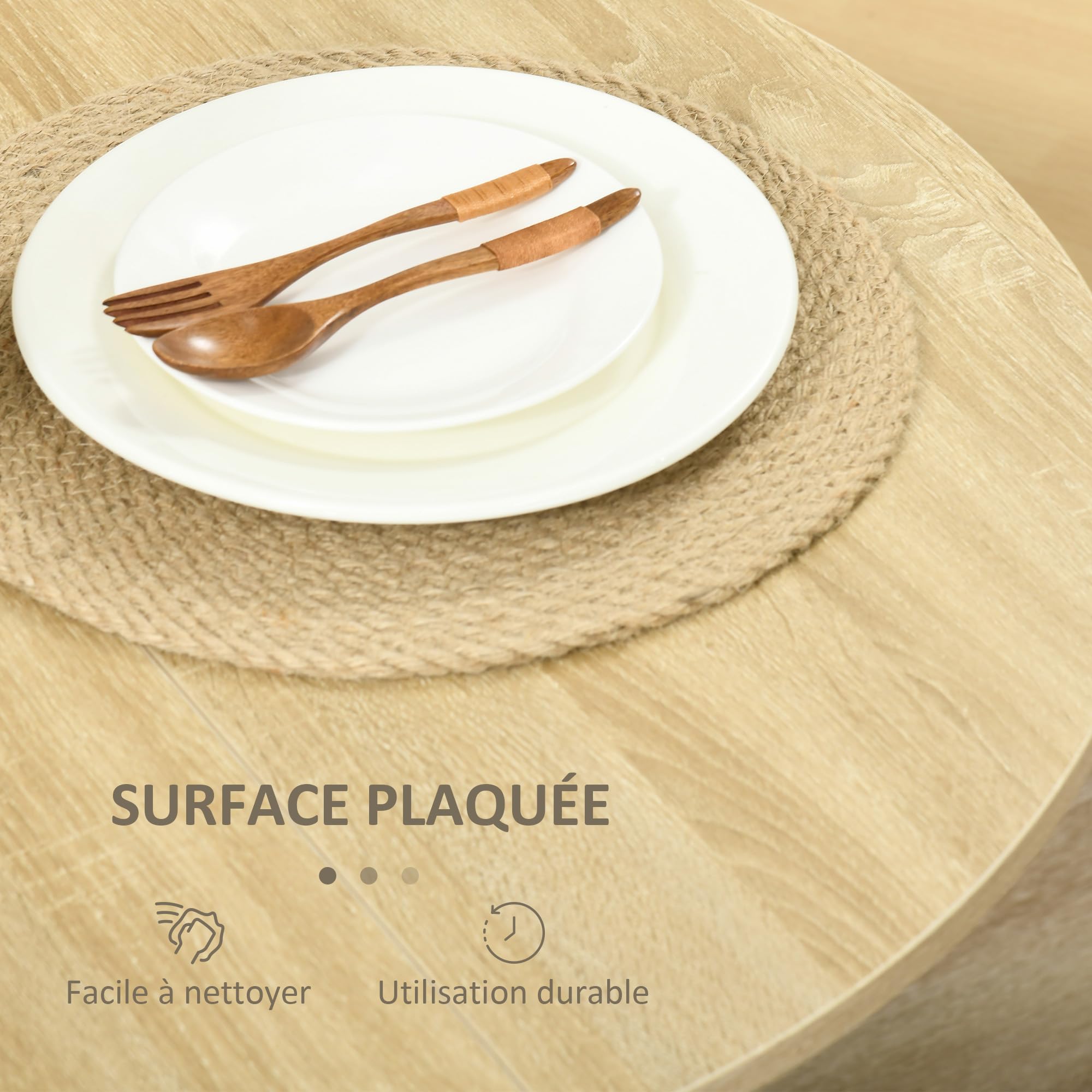 HOMCOM Table Pliable de Cuisine Salle à Manger 2 abattants - Table Ovale Extensible - en Bois chêne