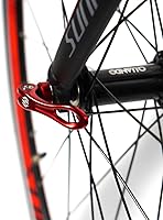 Vista 5 de Chooee Juego de brochetas de liberación rápida delantera y trasera para bicicleta de montaña o bicicleta de carretera (rojo/negro)