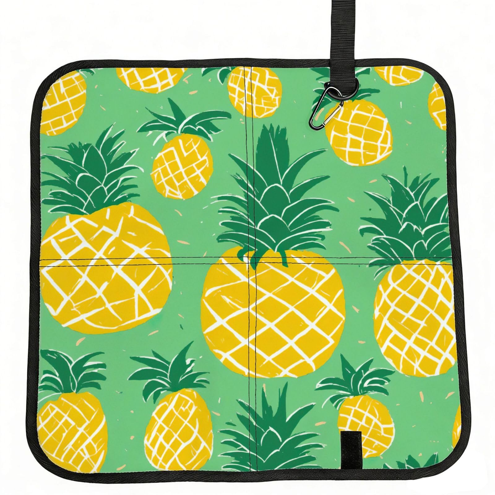 PPHGUT Gold Pineapple Background Print Foldable Seat Cushion Waterproof Portable Chair Pad Travel Outdoor Picnic Camping