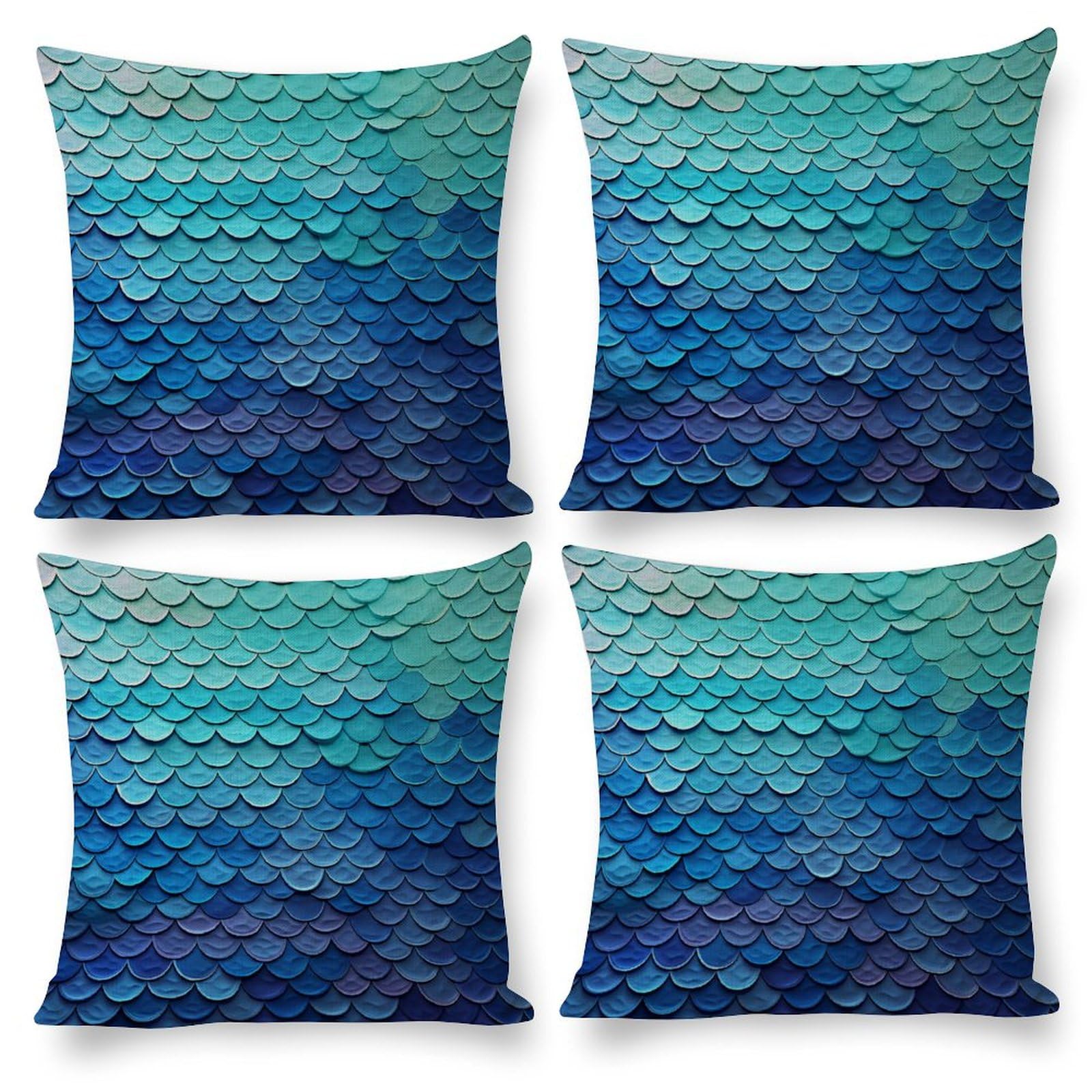 Housse de coussin sirène bleue lavable pour rénover facilement vos vieux coussins