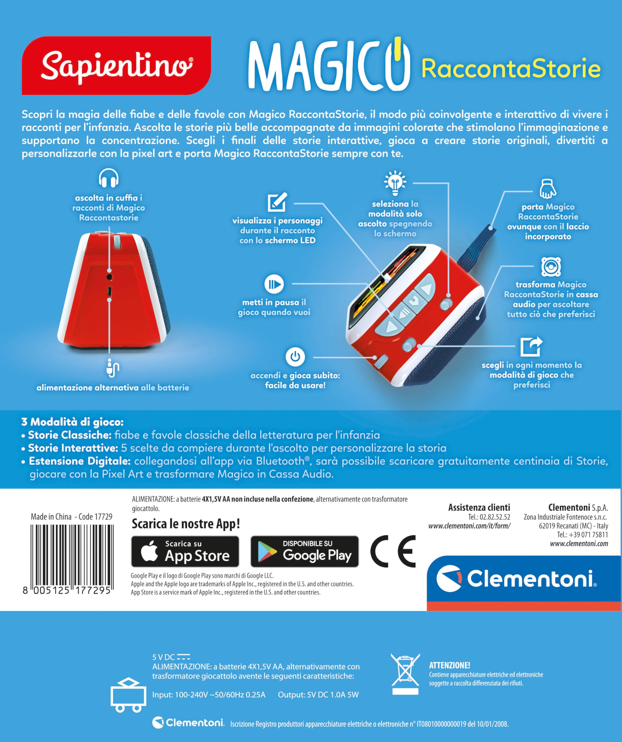 Clementoni Sapientino Magische Illustrierte Geschichten - Pixel-Bildschirmgeschichtenerzähler, klassische Geschichtenerzählungen, Kindergeschichten, Lernspiel 3 Jahre, interaktive Audio-Geschichten,