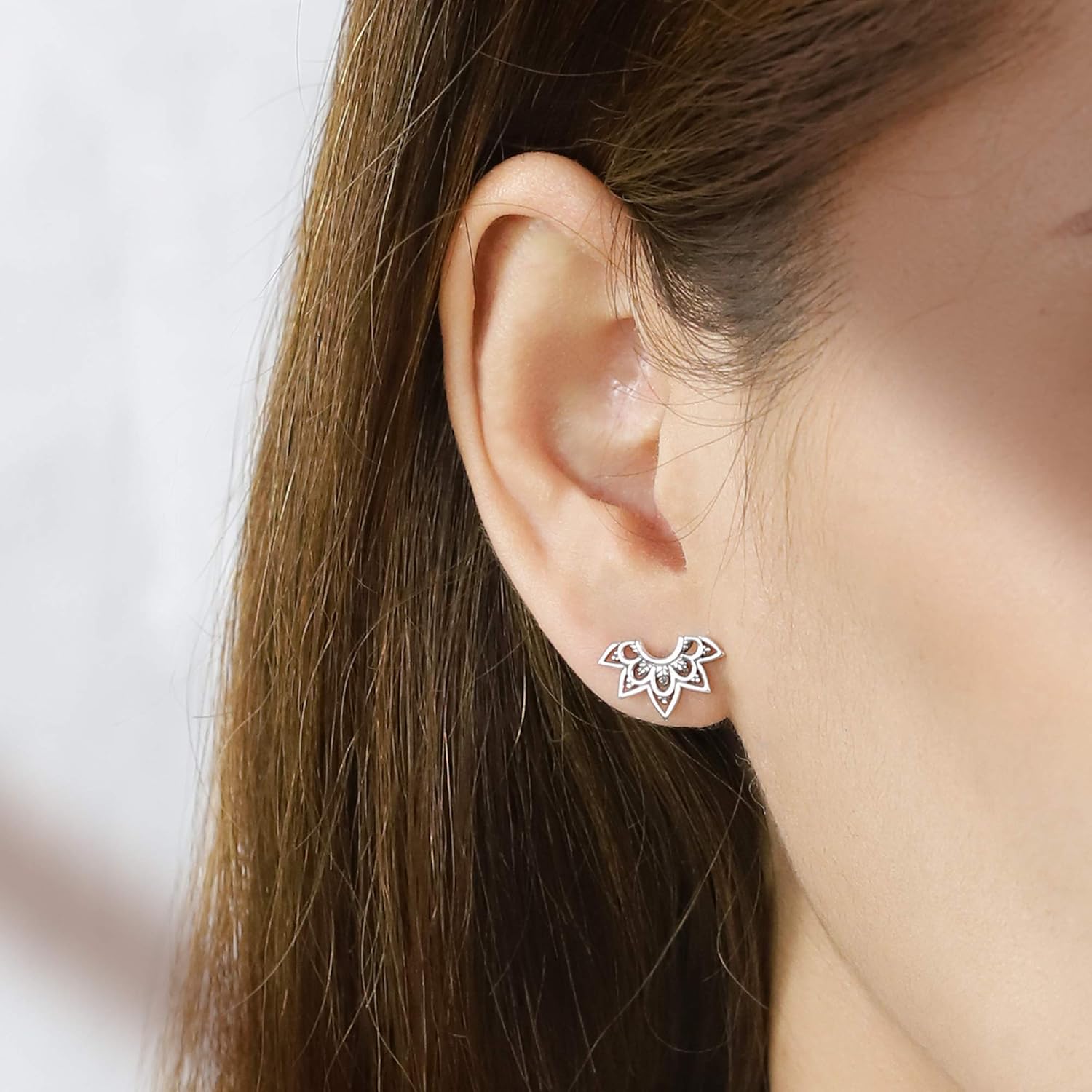 Boma Jewelry Sterling Silver Balinese Tribal Lotus Stud Earrings - Image 2