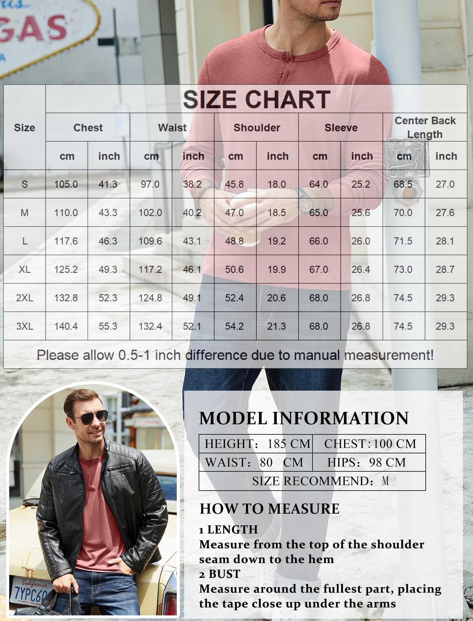 COOFANDY Henley, maglietta da uomo a maniche lunghe, casual, leggera, morbida, elasticizzata, basic