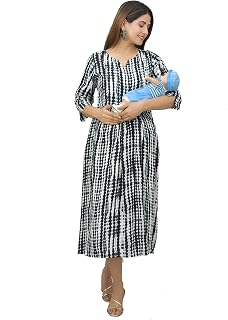 Negen Rayon Maternity Dresses for Women with Feeding Zip - Floral Tie-Dye Breastfeeding Maternity Gown Kurti for Pregnant ... Price In India