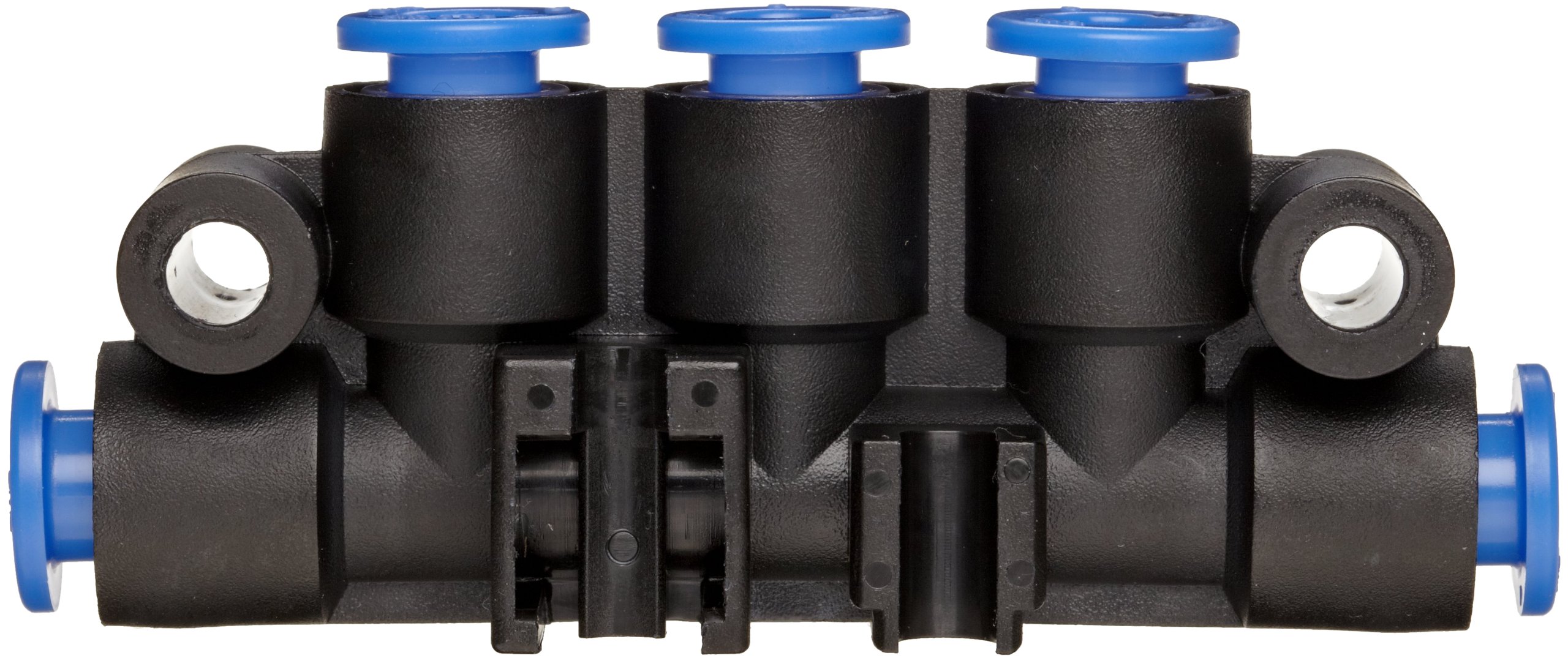 SMC KM16-06-06-3 PBT Push-To-Connect Tubing Manifold, 2 Inlets-6 mm, 3 Outlets-6 mm Tube OD