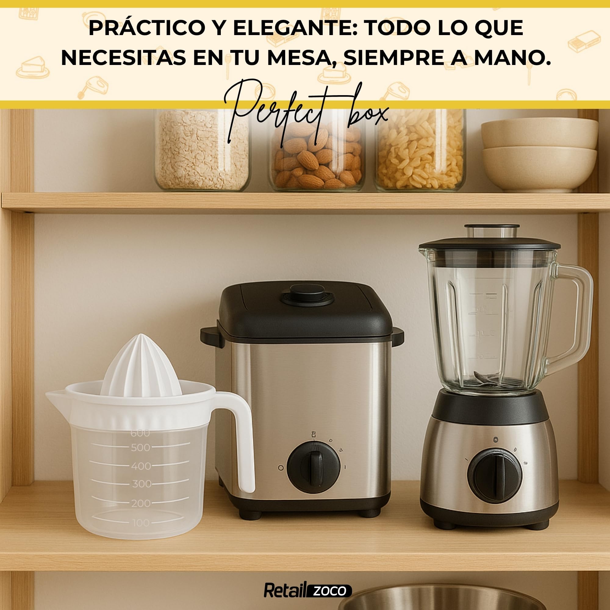 CHEFZOCO Exprimidor manual de plástico 600 ml para naranjas y limones transparente