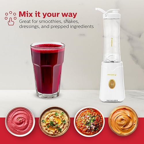 Miniatura 7 de Holstein Housewares Licuadora personal – Batidos y batidos cremosamente suaves, sin BPA, tazas para llevar de 20 onzas, diseño Golden Elegance, 250 W