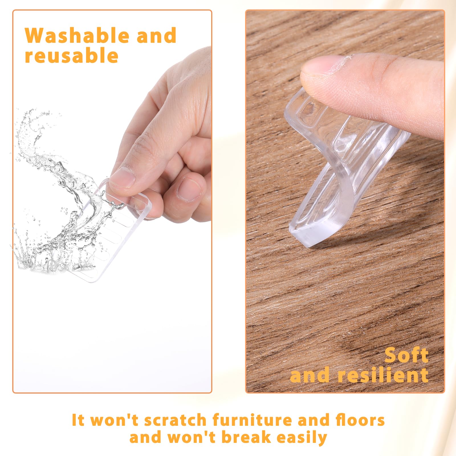 Giantree Lot de 8 cales en plastique transparent pour nivellement des meubles, blocs réglables pour niveler les toilettes/pieds inégaux, fixation découpable, côté supérieur 5 mm