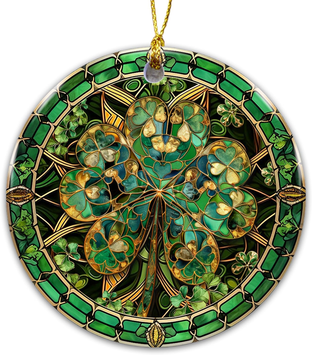 Stained Glass Shamrock Ornament – Celtic Irish Clover Hanging Decoration – Lucky Four-Leaf Clover Keepsake – St. Patrick’s Day, Irish Heritage & Holiday Tree Décor