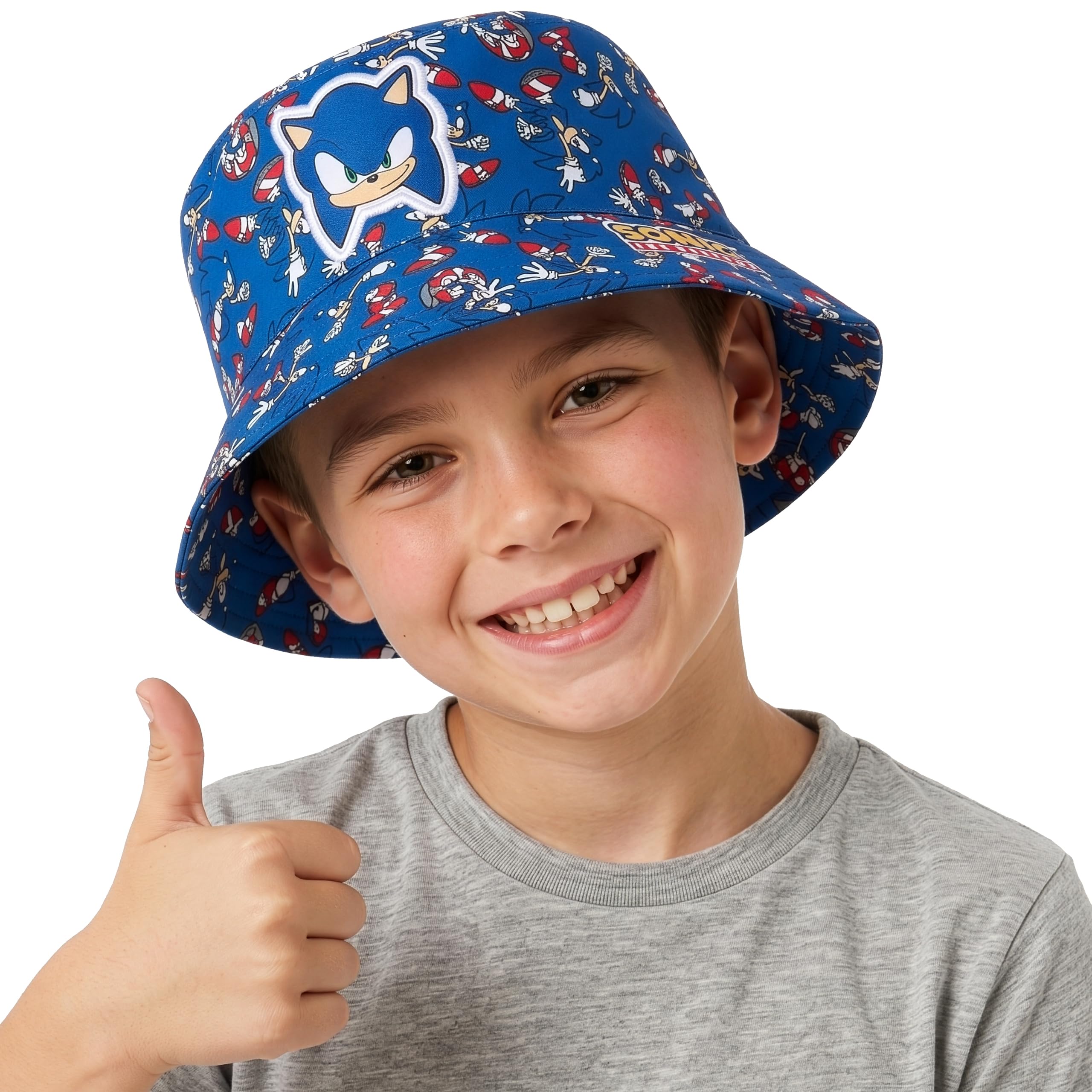 Sonic The Hedgehog Bob Enfant Garçon, Chapeau Enfant De Soleil avec Imprimé All Over, Chapeau Garçon pour Été, One Size