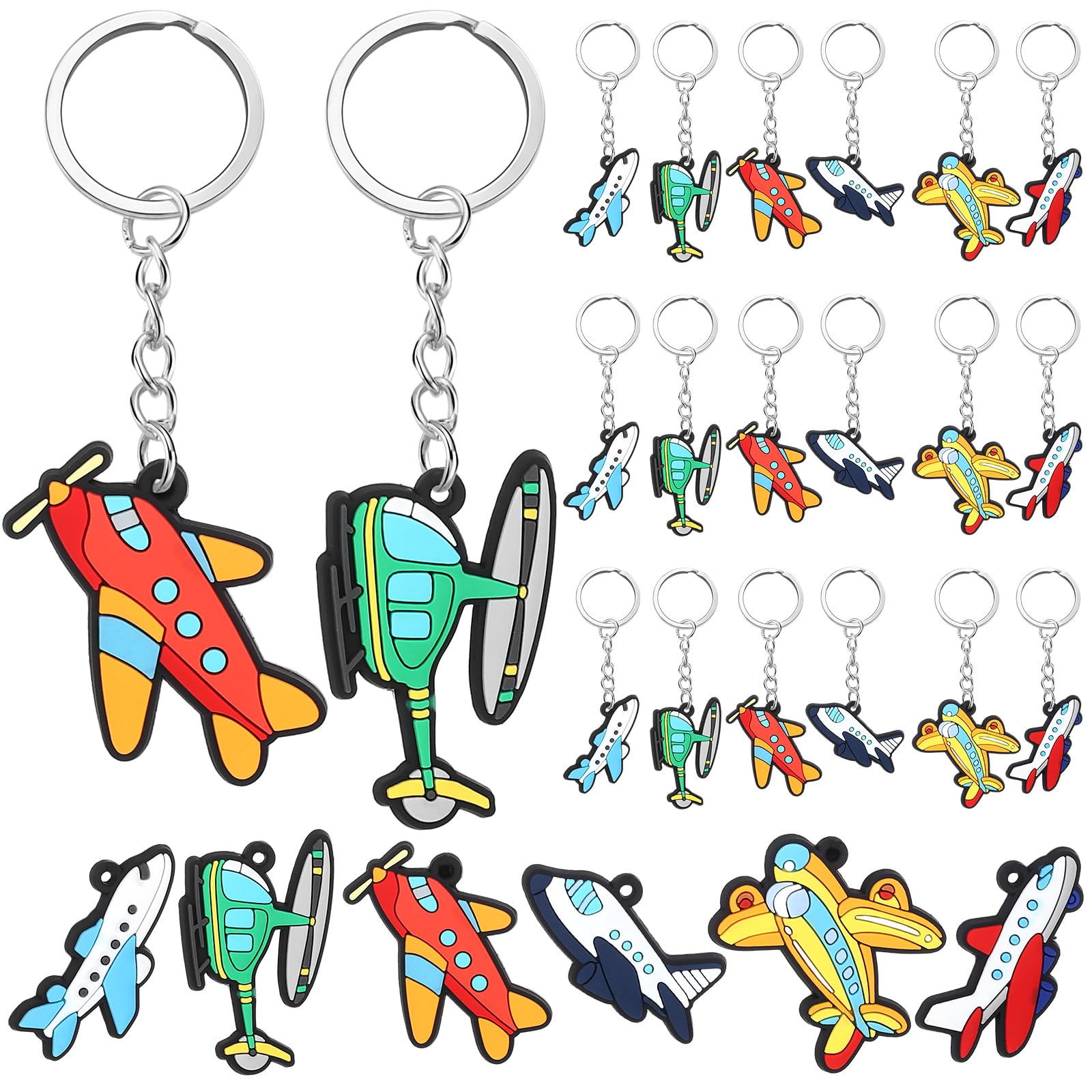 Landical 24 Pcs Airplane Keychains Airplane Birthday Party Decorations Gift Airplane Themed Party Supplies Decor Pattern Gifts Prize Carnival