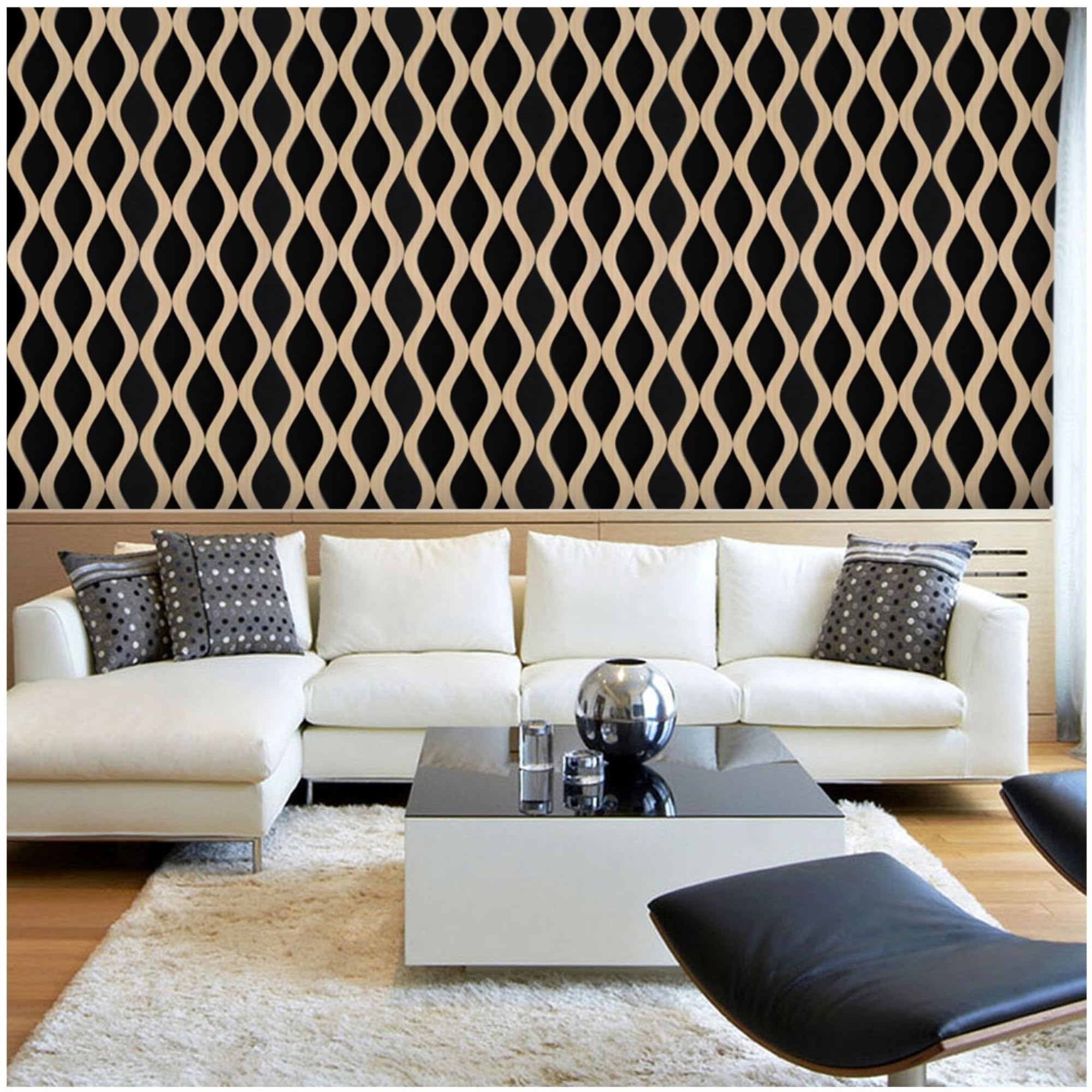 Juego de 6 paneles efecto duros, revestimiento de pared, techo, polímero, plástico, interior y exterior, 20 x 240 cm, encastre lateral, recortables, rígidos, decorativos, negro y madera, PVC, doble
