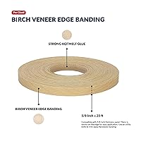 Vista 2 de Cinta de Borde de Abedul 5/8 pulgada x 50 pies Chapa de Madera con Adhesivo Preaplicado Cinta Adhesiva de Ribete Banda Aplicable con Plancha Rollo