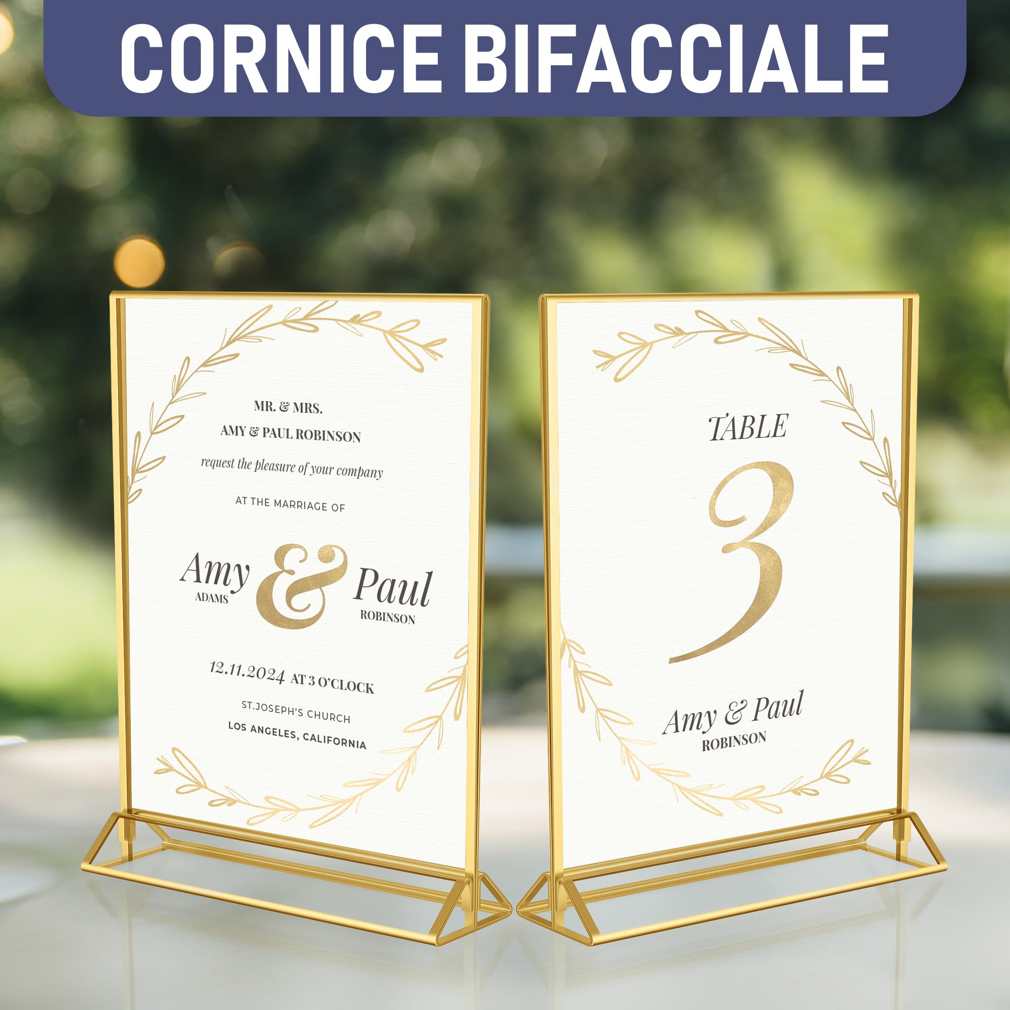 Dasher Products Cornici per Foto in Acrilico Dorato a Doppia Faccia A5-6 Pezzi - Portanumeri da Tavolo, Porta-Brochure da Banco, Supporti Trasparenti per Insegne, Portamenu