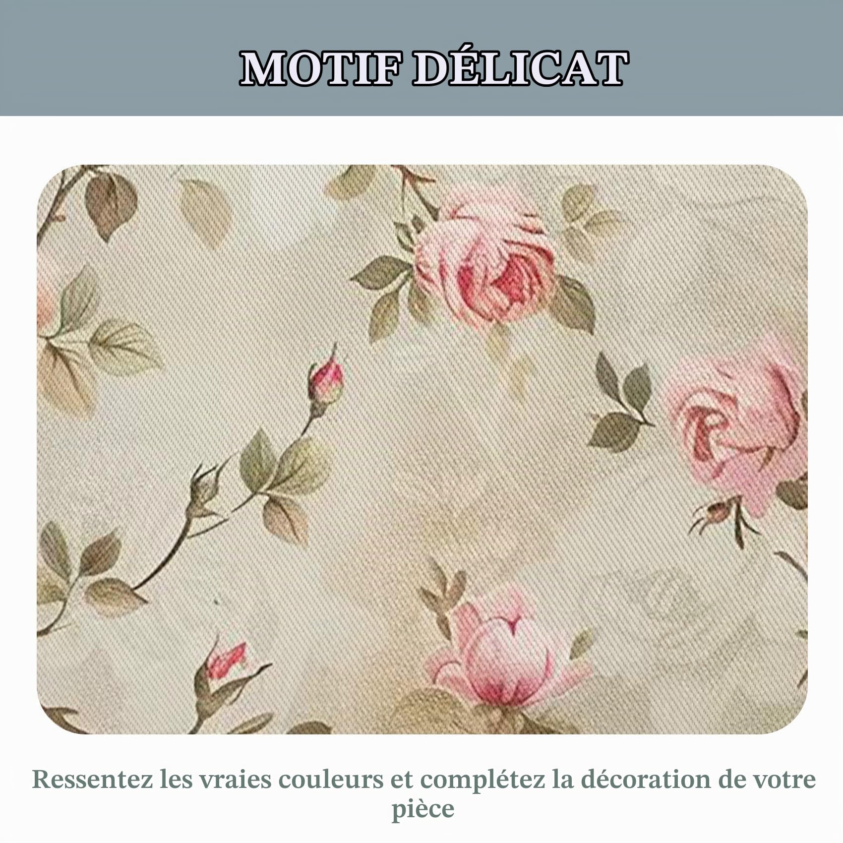 Rideaux Occultant Fleurs Rustique Vintage, Rideau Isolant Thermique pour Salon Chambre, Rideaux Motif Floral Rose, Lot de 2 Rideaux Opaque à Oeillets 140x240cm LxH