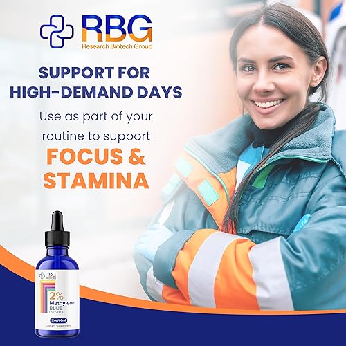 Miniatura 8 de Solución de grado farmacéutico azul de metileno de 2 onzas – Grado USP 2% con solución equilibrada de electrolitos. Suplemento de salud cerebral