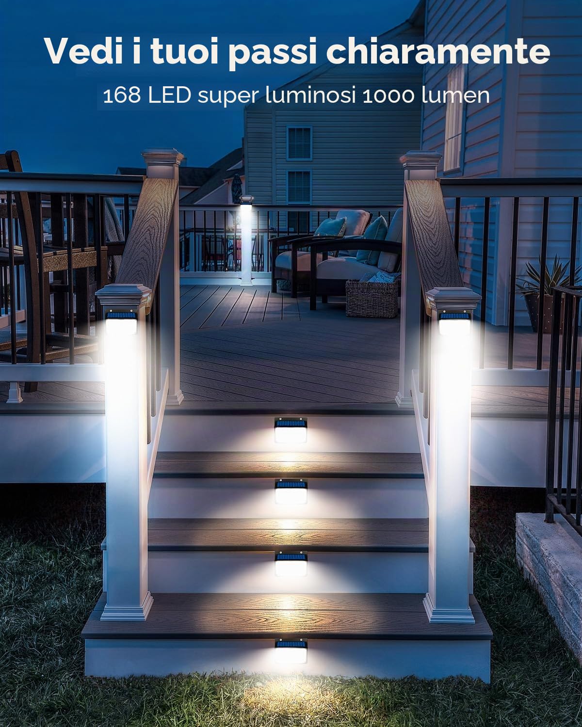 nipify Faretti Solari a Led da Esterno, Luce Solare Led Esterno con Sensore di Movimento 3 Modalità Lampada Solare da Esterno IP65 Impermeabile per Giardino Garage Patio Parete