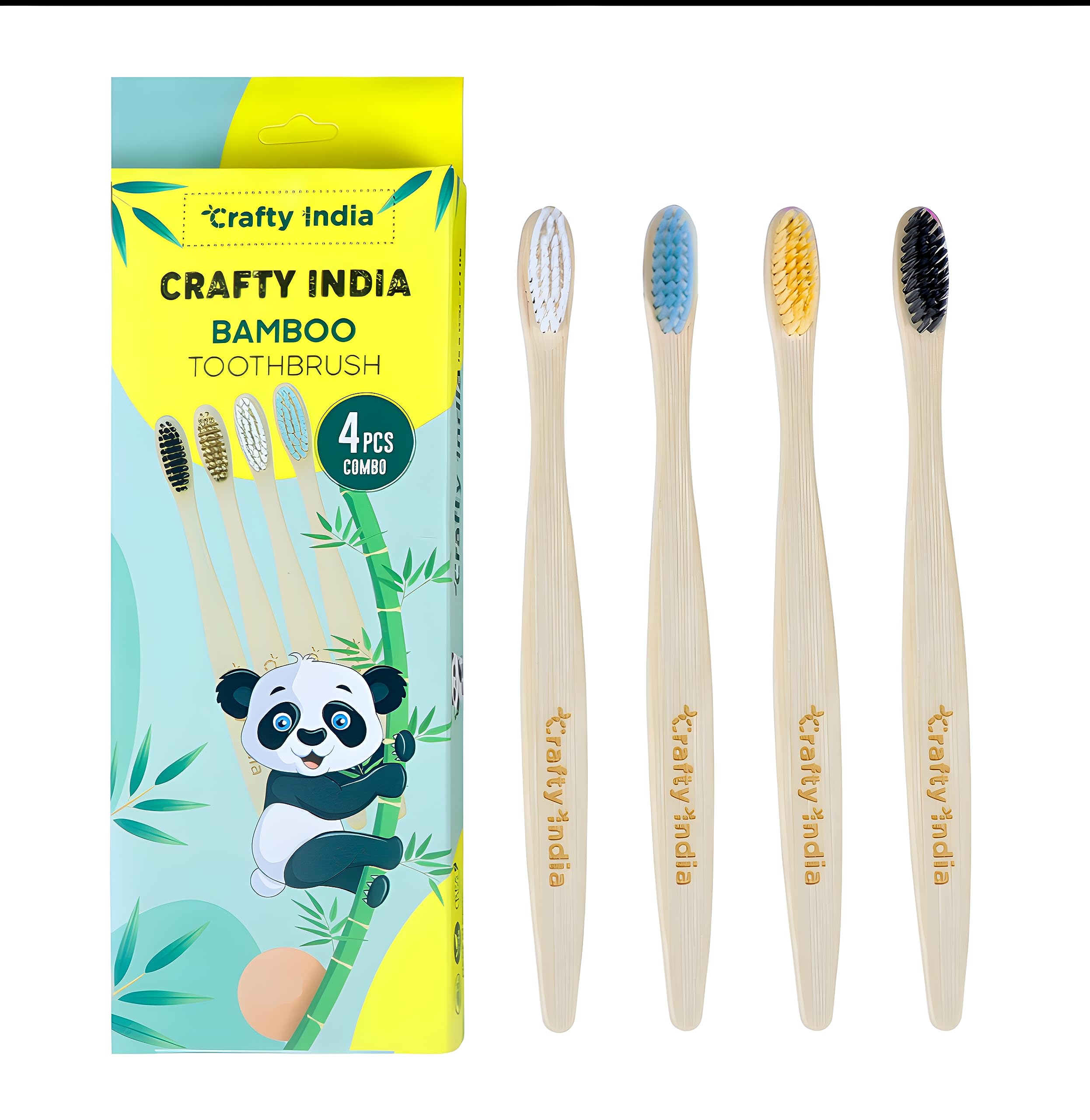 Crafty India Bamboo Toothbrush Ultimate (Pack of 8) Eco-Friendly Organic Toothbrushes with TONGUE CLEANER for Adults-Charcoal Activated Soft Bristles, Neem Oil Treatment, Anti-Bacterial (B0CH6T86H7) Amazon Price History, Amazon Price Tracker