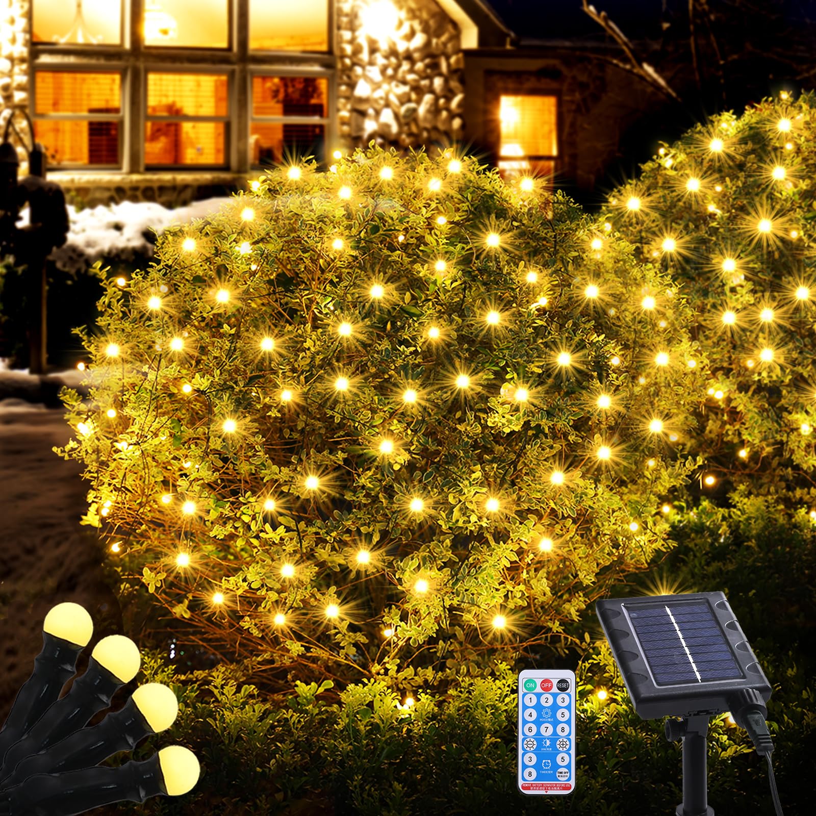 Solar Christmas Lights Outdoor Waterproof, 100Led 5ftx5ft Net Lights Outdoor Mesh Lights with