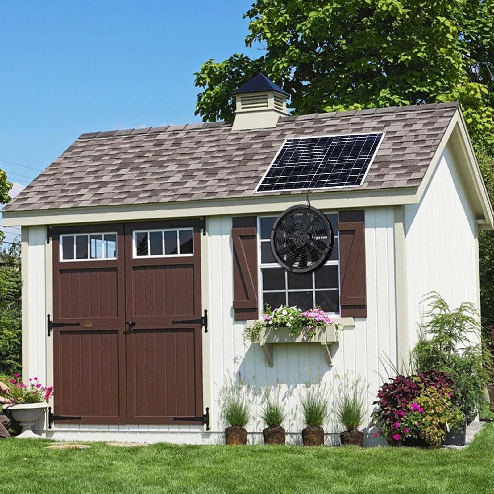 Chrees Ventilatore a energia solare, 20 W, pannello solare, ventola di scarico con design ad alta efficienza, per pollaio, fienile, serra e molto altro ancora