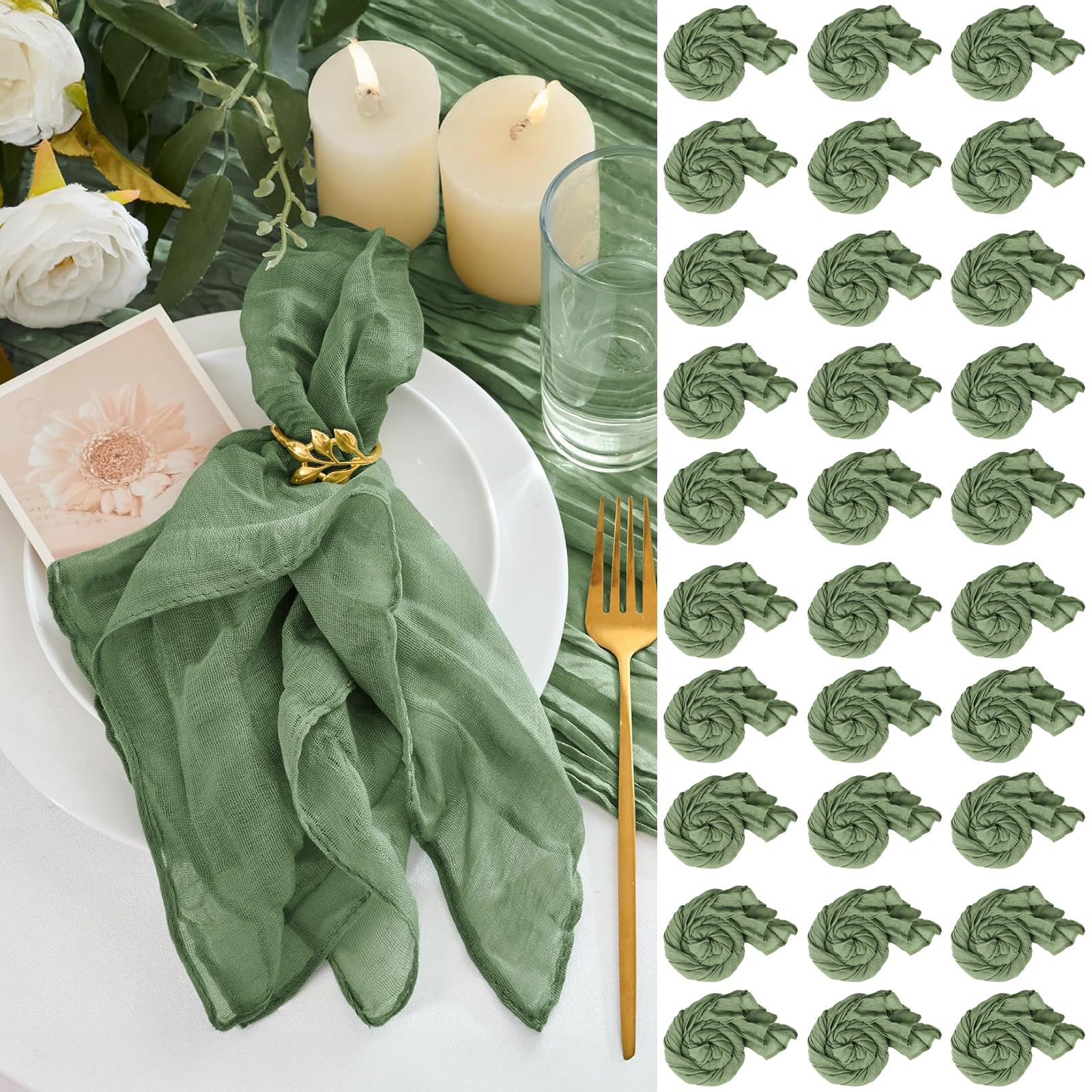 Servilletas de gasa para bodas LALAGO, pack de 50 unidades rústicas para fiestas y recepciones