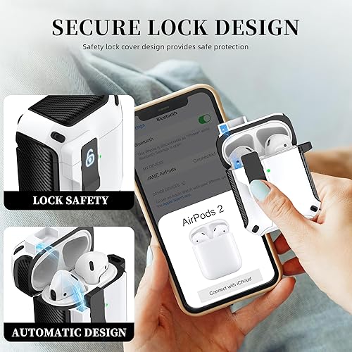 Miniatura 5 de Funda para AirPods de 21 generación, compatible con Magsafe, bloqueo automático magnético, puerto de carga a prueba de polvo y diseño de soporte con
