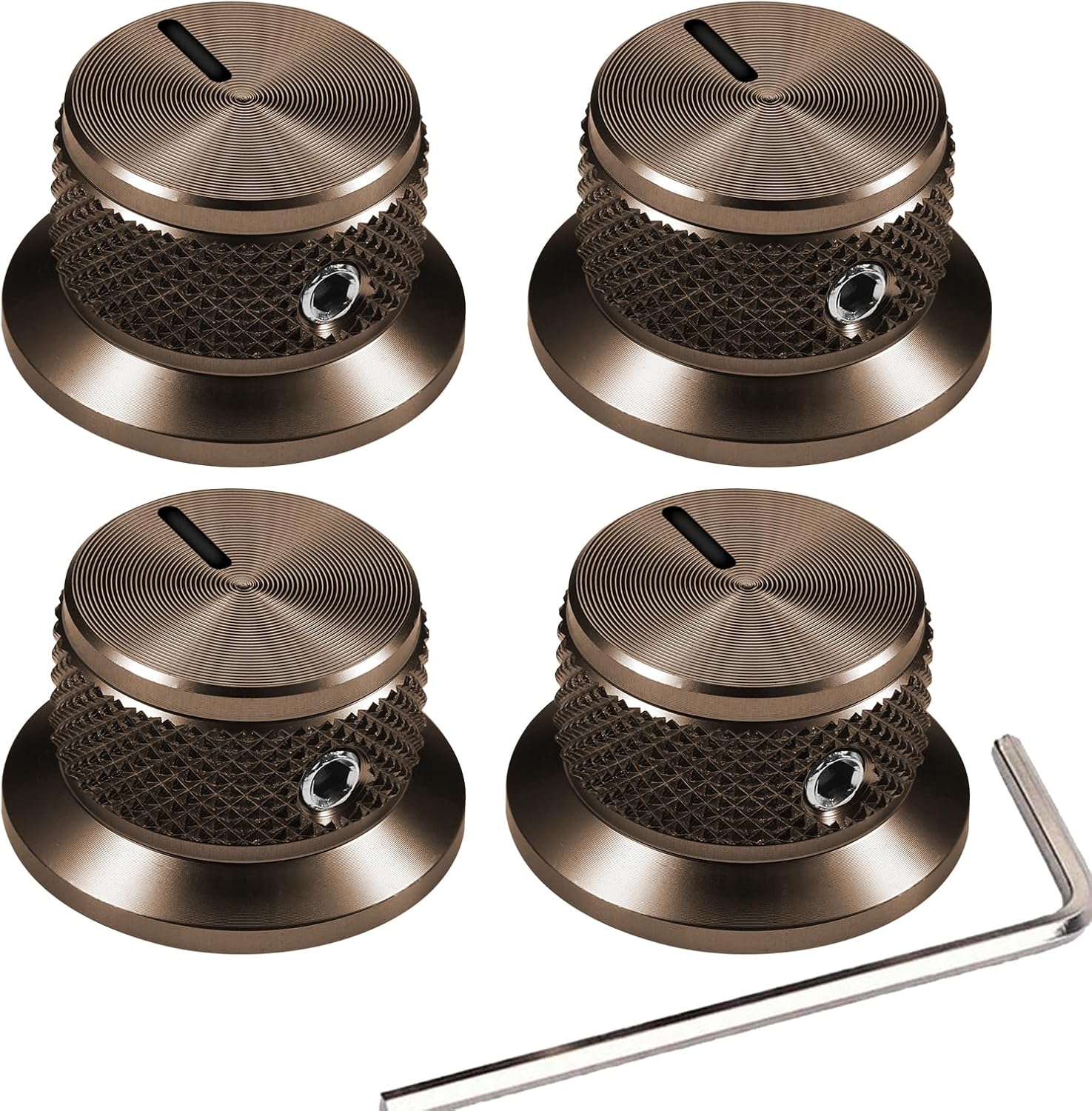 4Pcs Electric Guitar Knobs Aluminium Volume Tone Speed Control Knob for Les Pau Stratocaster Telecaster Tele Guitar Parts (Bronze)