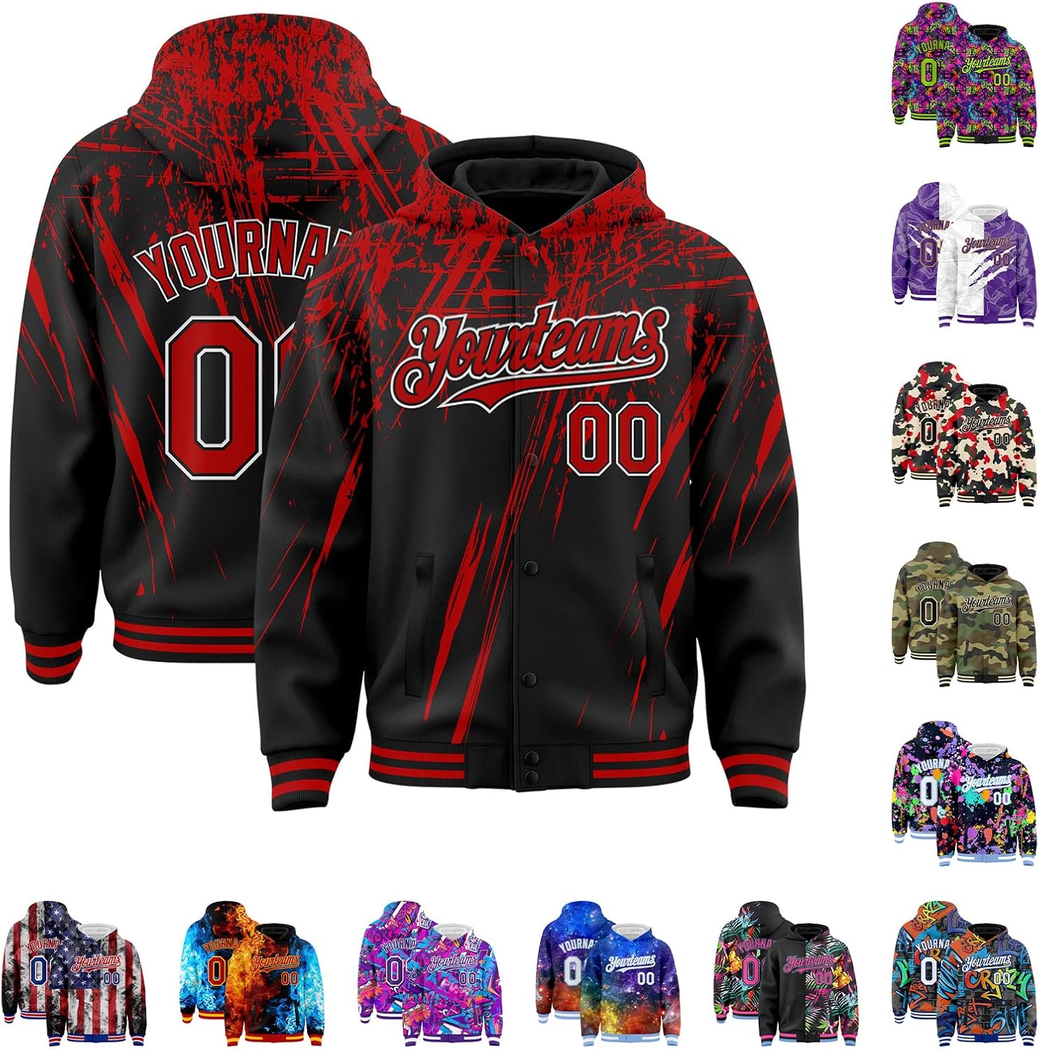 Custom Varsity Hoodie Jackets Adult Youth Graffiti Pattern Baseball Jacket Cotton Blend Letterman Bomber Coats S-5XL
