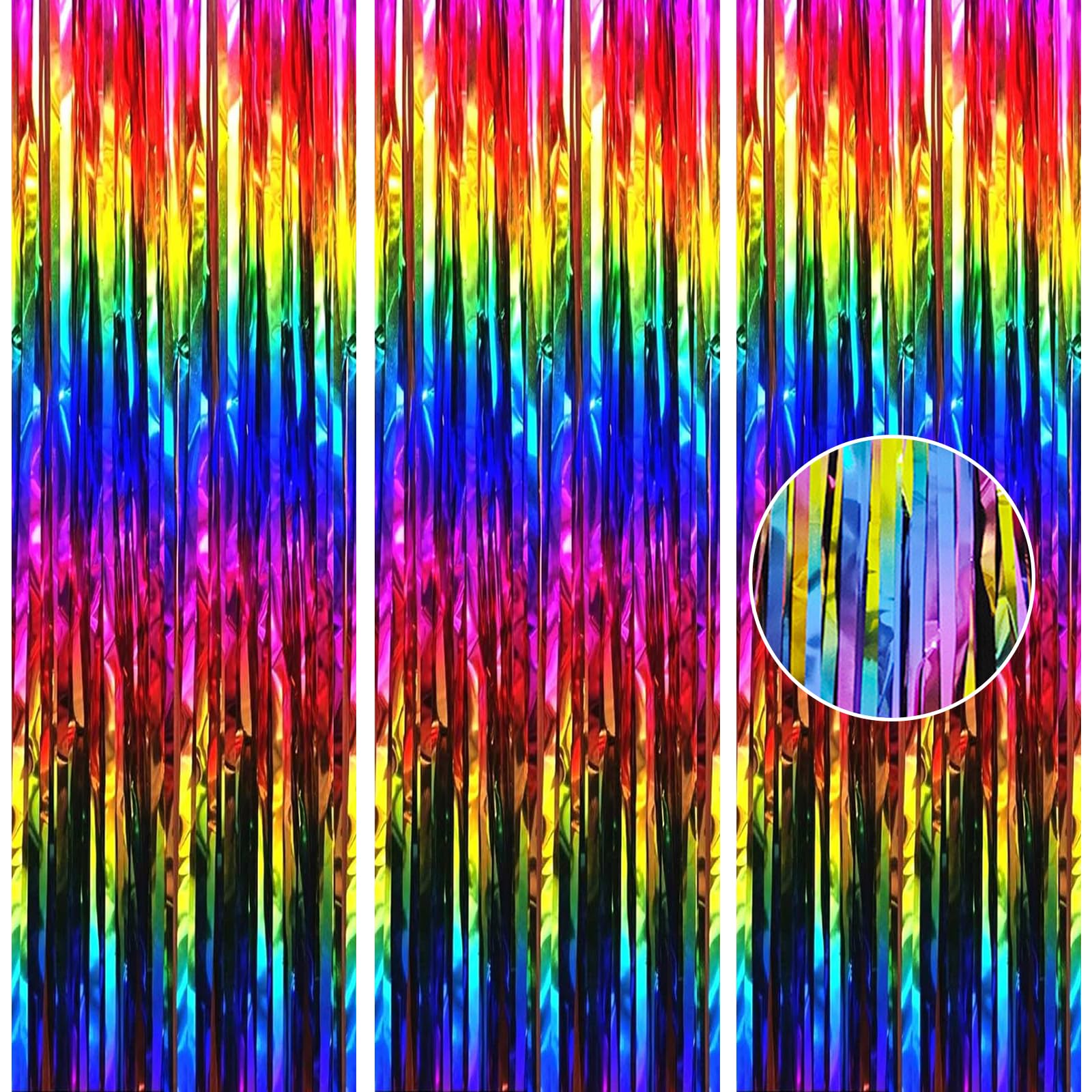 2pcs 3.2 x 8.3ft Glitter Champagne gold Tinsel Curtain Foil Curtain Decorations Metallic Tinsel Door Hanging Foil Flow Silk Streamers Photo Backdrop Decoration for Champagne Birthday Wall Streamers