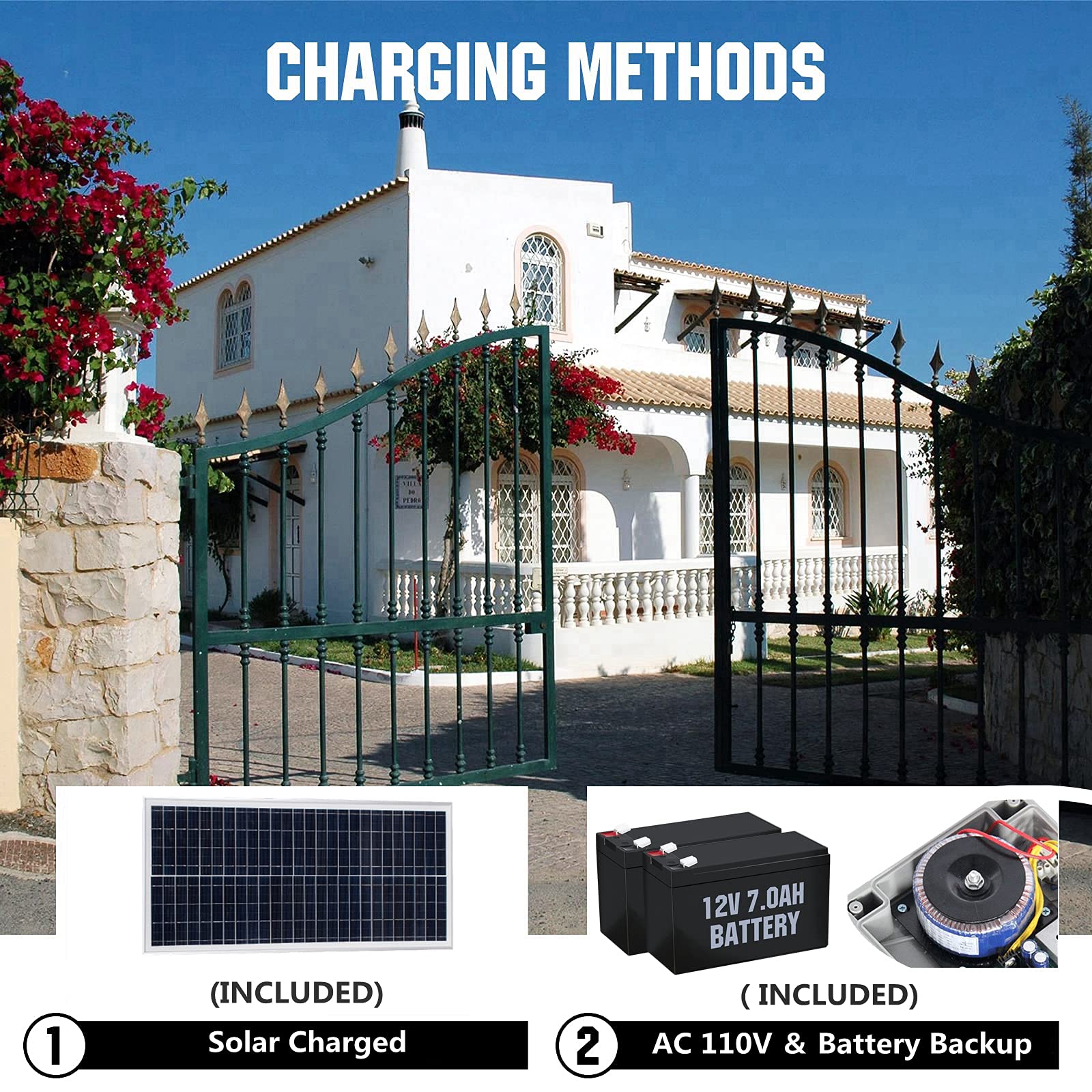 Automatic Solar Gate Openers with Remote Complete Kit Heavy Duty 24V AC