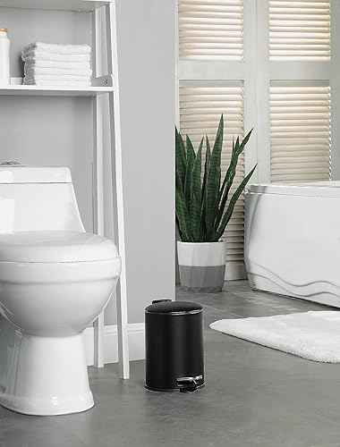 Miniatura 2 de SunnyPoint Bote de basura de 0.8 galones con cubo interior de plástico baño, oficina, cocina y dormitorio con paso y cierre lento (BLK)