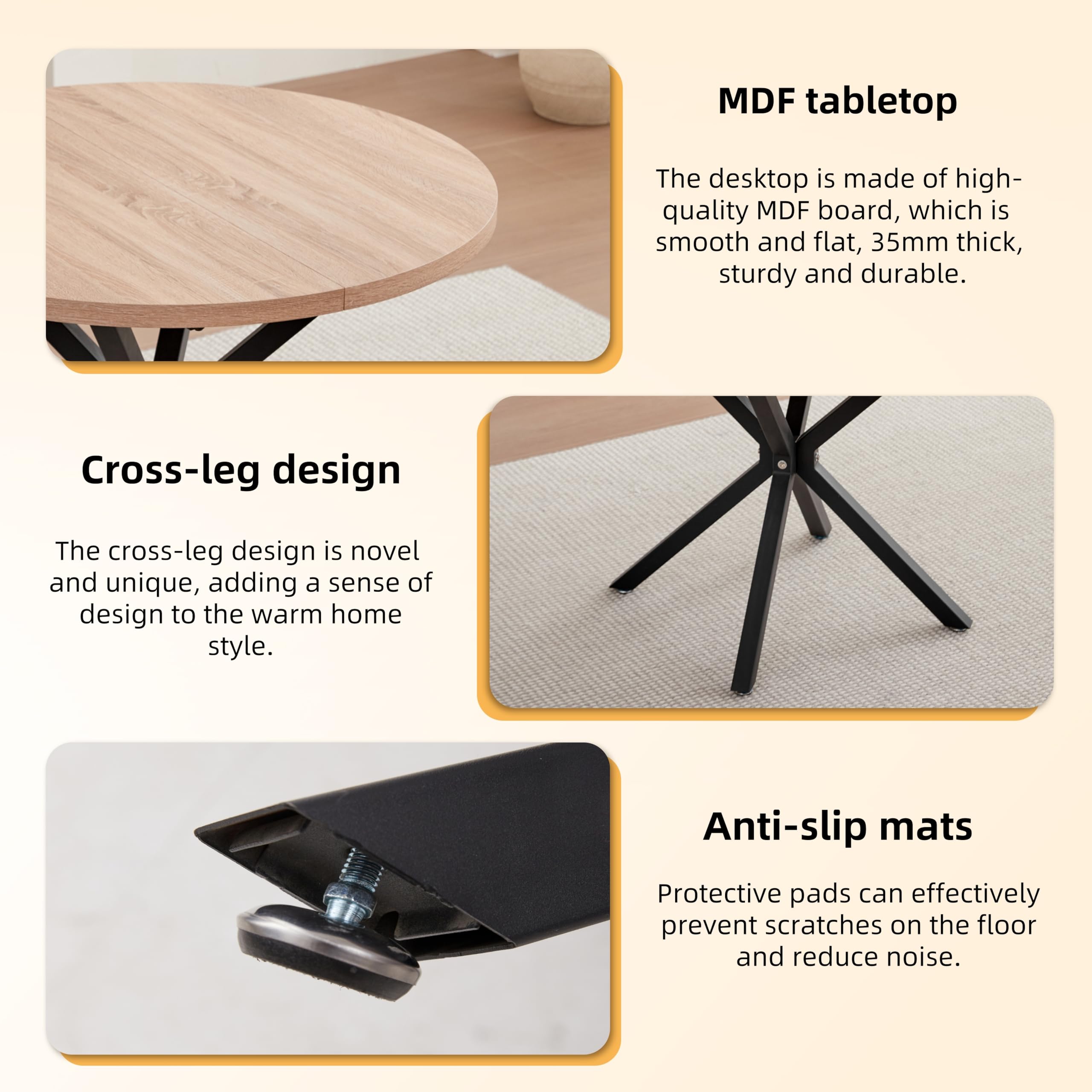 GrandCA HOME Tavolo da Pranzo con 4 Sedie, Tavolo da Pranzo Rotondo da 100 CM, Sedia da Cucina Imbottita Trasparente, Set Tavolo da Pranzo e Sedie (Chiaro + Grigio)