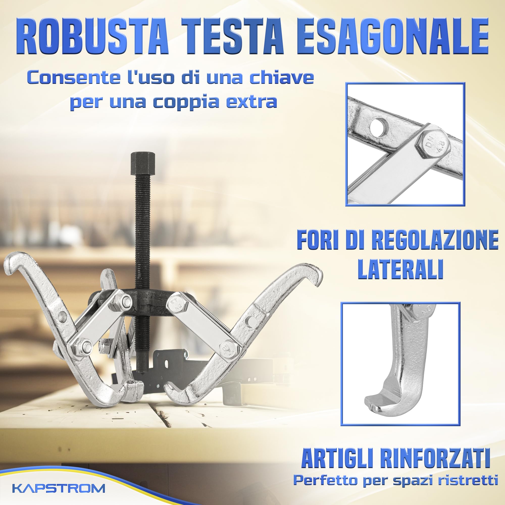 Estrattore per Ingranaggi a 3 Ganasce, Strumento per la Rimozione di Cuscinetti per Carichi Pesanti per Puleggia, Volano e Disco Freno, Estrattore in Acciaio CR-V con Ganasce Reversibili
