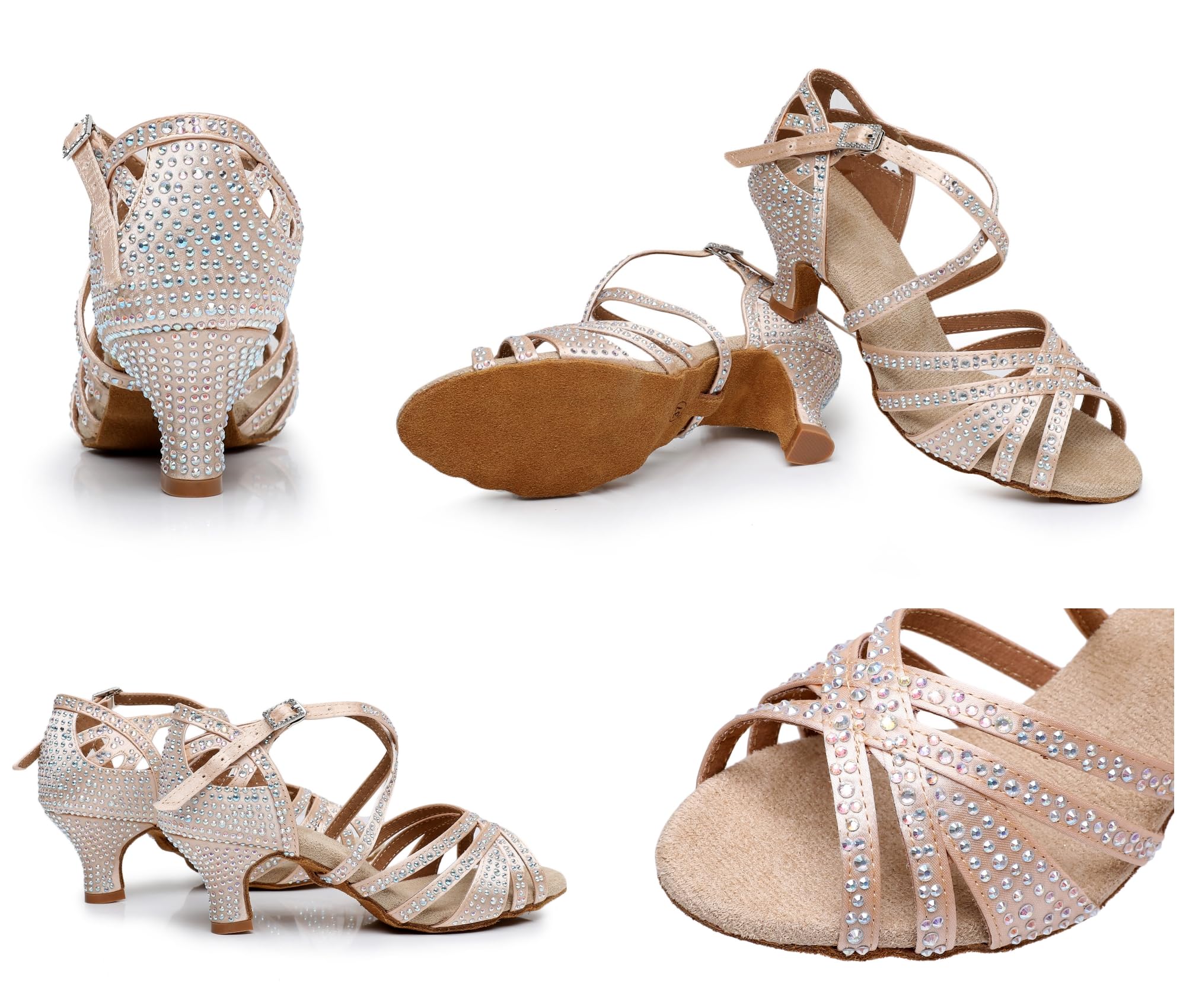 Rosefinch Damen Latein-Tanz-Strass-Schuhe,weiche Unterseite,Moderne Pole-Dance-Ballsaal-Tanz-Hochzeitsschuhe,Latein-Schuhe für Mädchen und Damen,5/7cm Absatz 34-41EU
